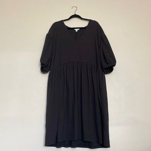 Plus Size Black Puff Sleeve Dress
